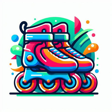 Colorful roller skates icon. Vector illustration isolated on white background.のイラスト素材