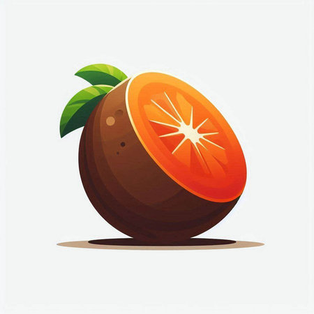 Orange fruit vector illustration, isolated on white background. Cartoon style.のイラスト素材