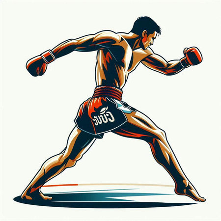 Boxer in action. Vector illustration of a boxer in action.のイラスト素材