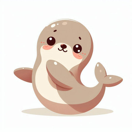 Cute cartoon seal. Vector illustration isolated on a white background.のイラスト素材