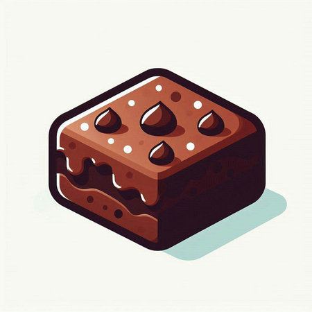 Chocolate cake icon in isometric flat design. Vector illustration.のイラスト素材
