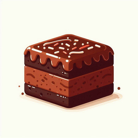 Chocolate cake isolated on white background. Vector illustration in cartoon style.のイラスト素材