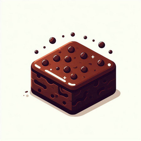 Chocolate cake with chocolate chips on a white background. Vector illustrationのイラスト素材
