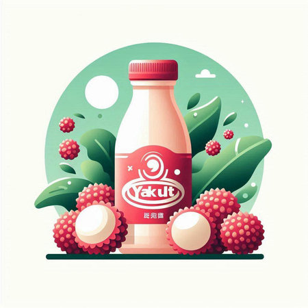 Lemonade in a bottle and ripe berries. Vector illustration.のイラスト素材