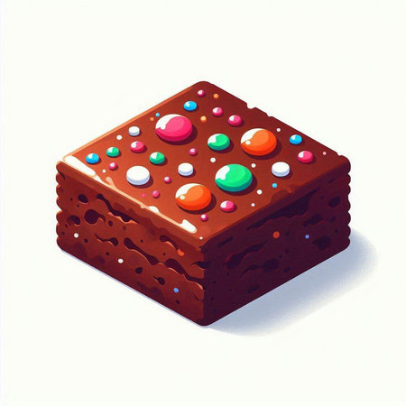 Illustration of a chocolate cake with colorful sprinkles on a white backgroundのイラスト素材