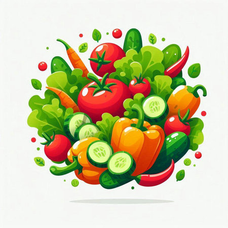 Vegetables in the form of a circle. Vector illustration.のイラスト素材