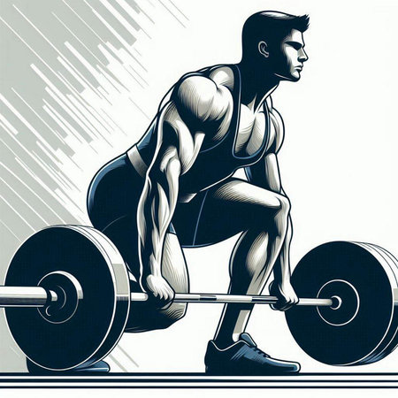 Vector illustration of a man lifting a barbell in the gym.のイラスト素材