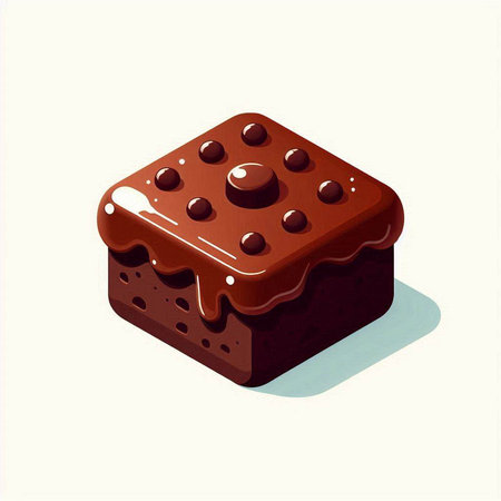 Chocolate cake isolated on white background. 3d isometric vector illustration.のイラスト素材