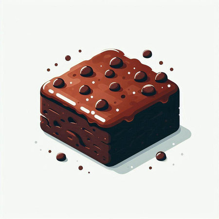 Chocolate cake with chocolate chips on a white background. Vector illustration.のイラスト素材
