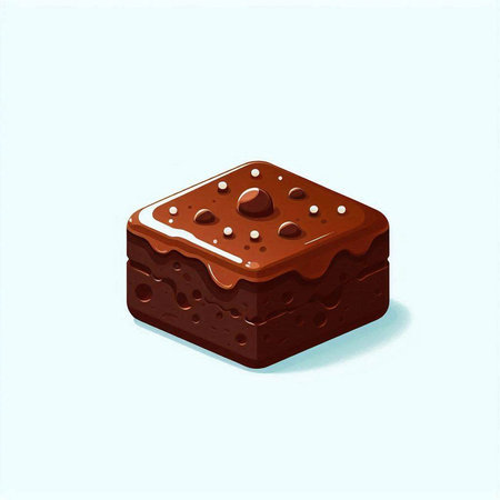 Chocolate cake with chocolate glaze on white background. Vector illustration.のイラスト素材