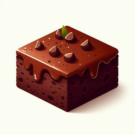 Piece of chocolate cake isolated on white background. Vector illustration.のイラスト素材