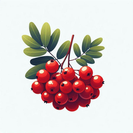 Bunch of rowan berries on a branch. Vector illustration.のイラスト素材
