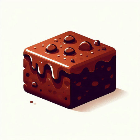 Illustration of a chocolate cake with drops of chocolate on a white backgroundのイラスト素材