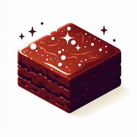 Illustration of a chocolate cake with stars and snowflakes.のイラスト素材
