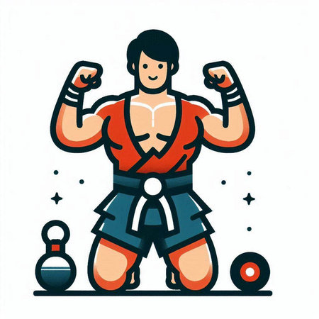 Kung fu fighter. Vector illustration of kung fu fighter.のイラスト素材