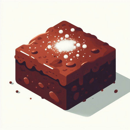 Brownie cake with chocolate glaze on white background. Vector illustration.のイラスト素材