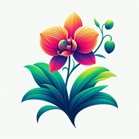 Beautiful orchid flower. Floral background. Vector illustration.のイラスト素材