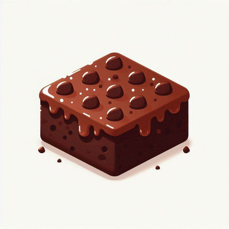 Chocolate brownie on a white background. Vector illustration of chocolate brownie.のイラスト素材
