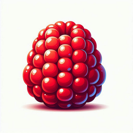 Illustration of a red raspberries on a white background.のイラスト素材