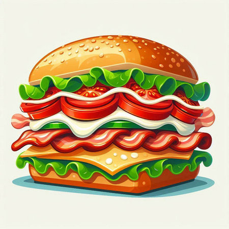 Hamburger isolated on white background. Realistic vector illustration.のイラスト素材