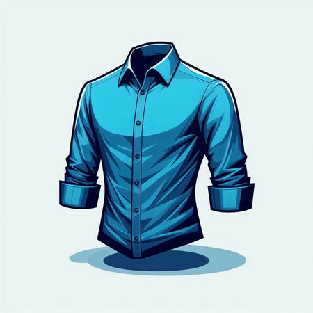 Men's shirt in blue on a light background. Vector illustration.のイラスト素材