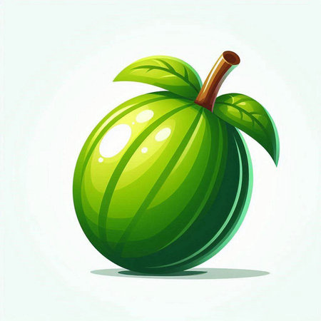 Illustration of a fresh green gooseberry on a white background.のイラスト素材