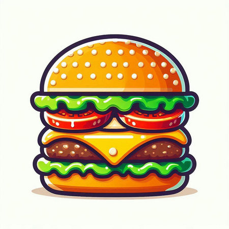 Hamburger icon. Vector illustration of fast food hamburger.のイラスト素材