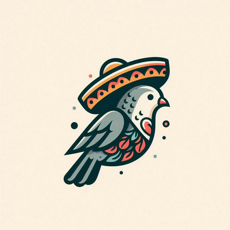 Pigeon in sombrero vector illustration. Cinco de mayoのイラスト素材