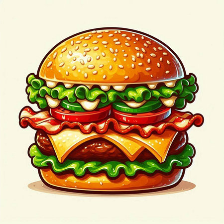 Hamburger, vector illustration, isolated on the white background.のイラスト素材