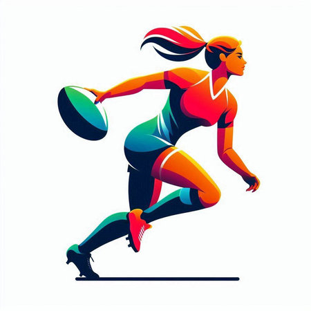 Fitness woman running with dumbbells. Sport vector illustration.のイラスト素材