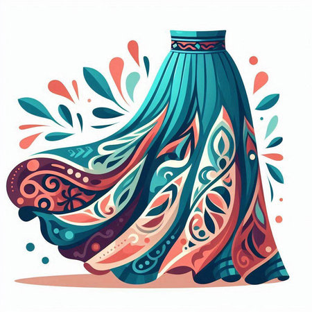 Vector illustration of a skirt with a paisley pattern. Vector illustration.のイラスト素材