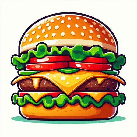 Hamburger icon on a white background. Vector illustration of fast food.のイラスト素材
