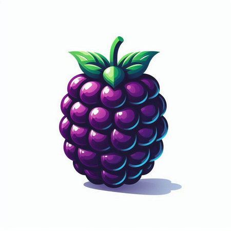 Vector illustration of a blackberry. Isolated on a white background.のイラスト素材
