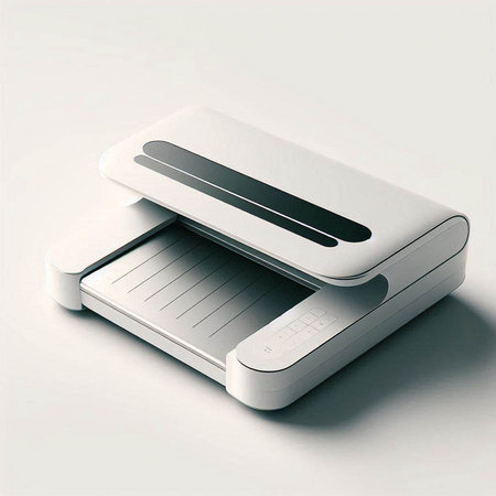 Digital printer on a white background. 3d rendering. Computer digital drawing.のイラスト素材