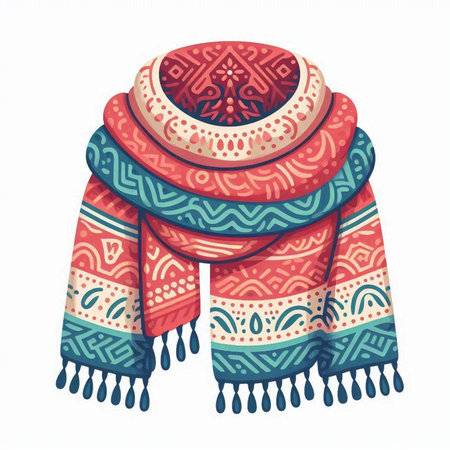 Winter scarf. Vector illustration. Isolated on a white background.のイラスト素材