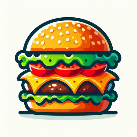 Burger icon isolated on white background. Vector illustration of fast food.のイラスト素材