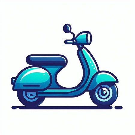 Vintage scooter icon, vector illustration. Flat style design.のイラスト素材