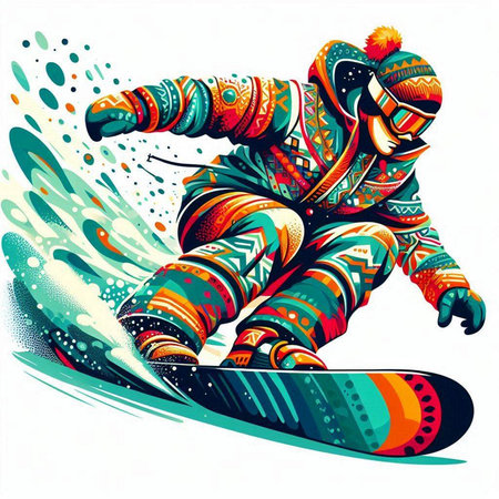 Snowboarder on a snowboard. Colorful vector illustration.のイラスト素材