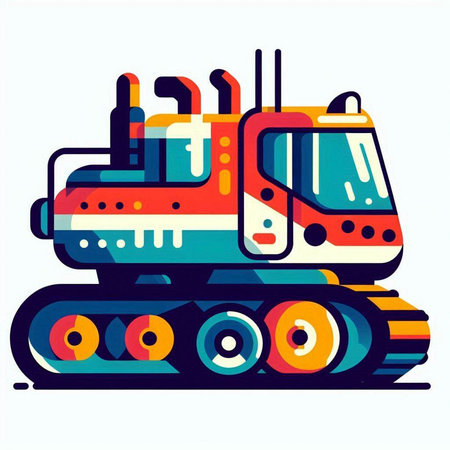 Excavator vector illustration isolated on white background. Excavator flat style.のイラスト素材