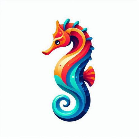 Seahorse icon on white background. Colorful vector illustration.のイラスト素材