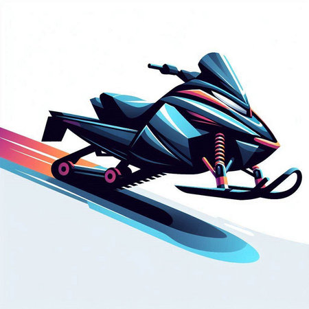 Vector illustration of a snowmobile in the form of a colored silhouetteのイラスト素材