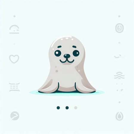 Cute cartoon sea ghost. Vector illustration in a flat style.のイラスト素材