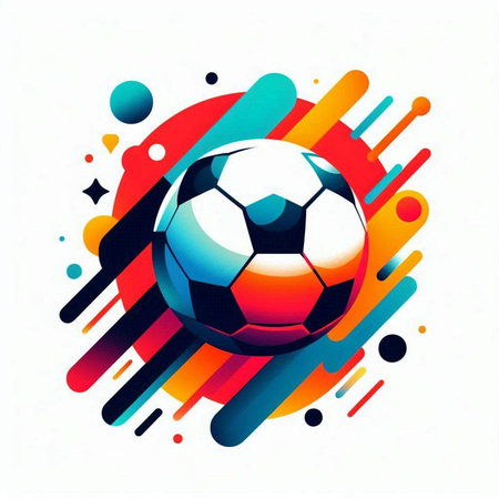 Soccer ball on colorful abstract background. Vector illustration for your designのイラスト素材