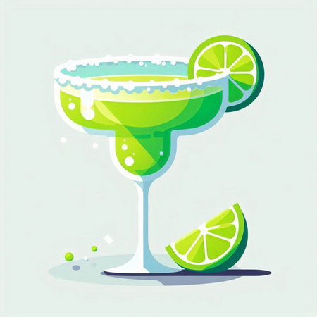 Cocktail with lime on a light background. Vector illustration.のイラスト素材