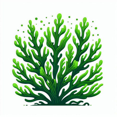 Green seaweed on a white background. Vector illustration for your designのイラスト素材
