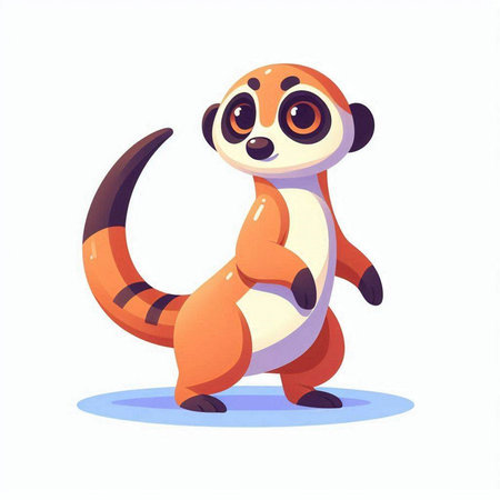 Cute cartoon lemur. Vector illustration isolated on white background.のイラスト素材