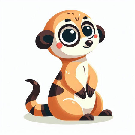 Cute cartoon meerkat on white background. Vector illustration.のイラスト素材