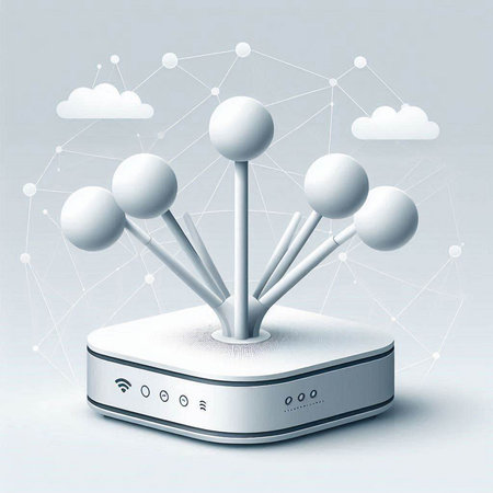 Cloud computing concept with wifi router and network connection. Vector illustration.のイラスト素材