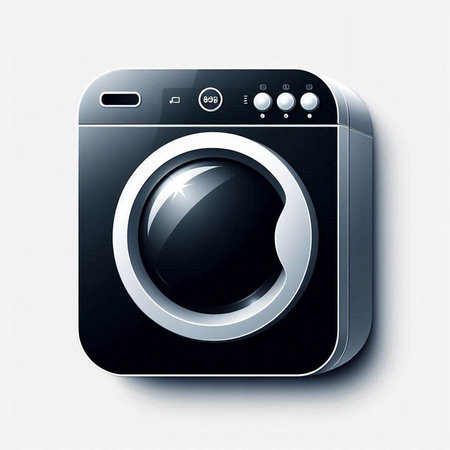 Washing machine icon. Realistic illustration of washing machine vector icon for webのイラスト素材