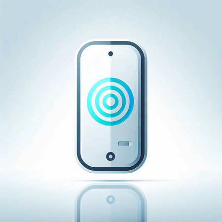 Smartphone with a target icon on a blue background. Vector illustrationのイラスト素材